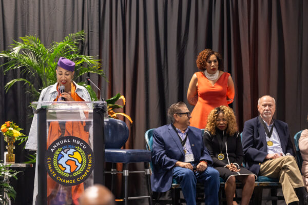 New Orleans-based poet Sunni Patterson concludes the ceremony with a spoken word performance.